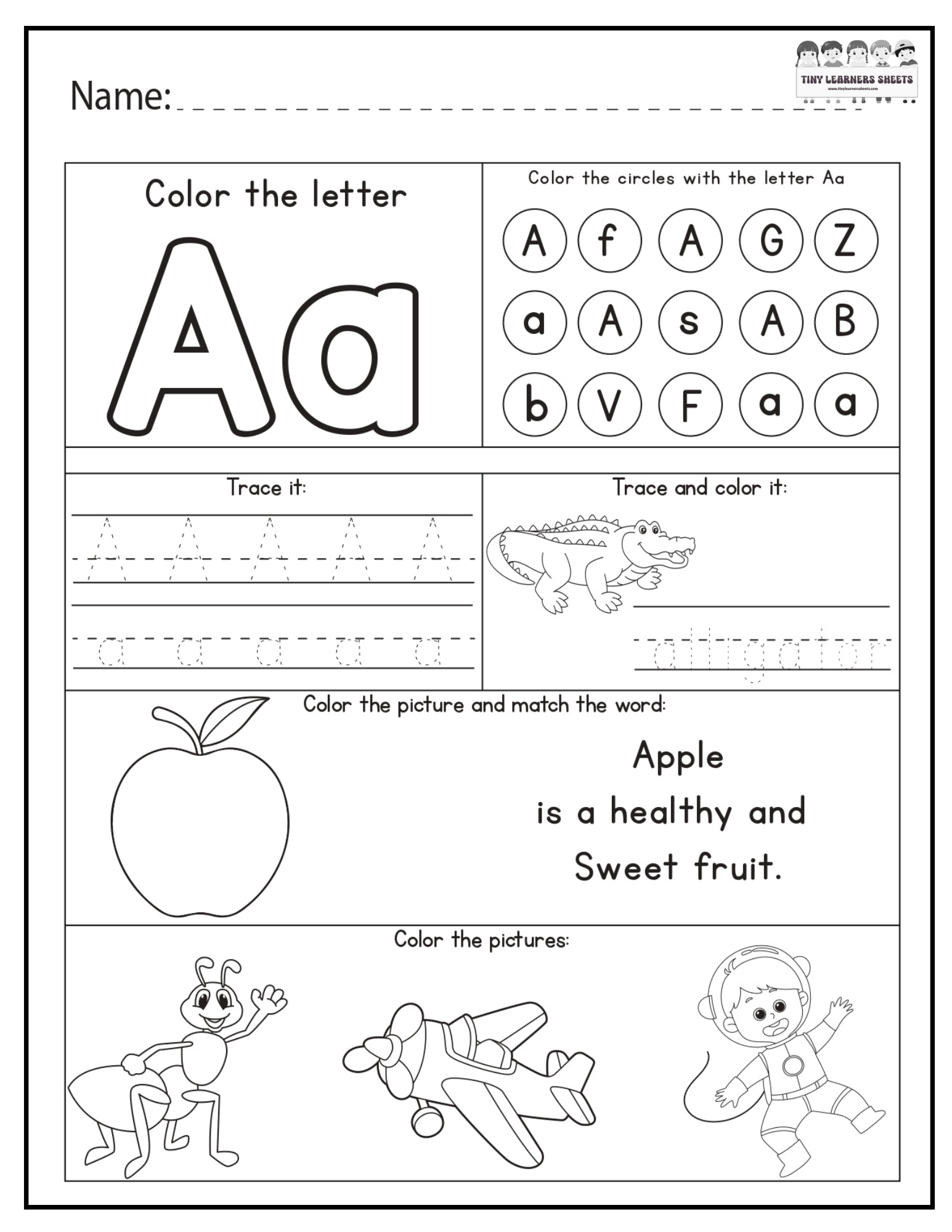 Letter A Sound Recognition Worksheet